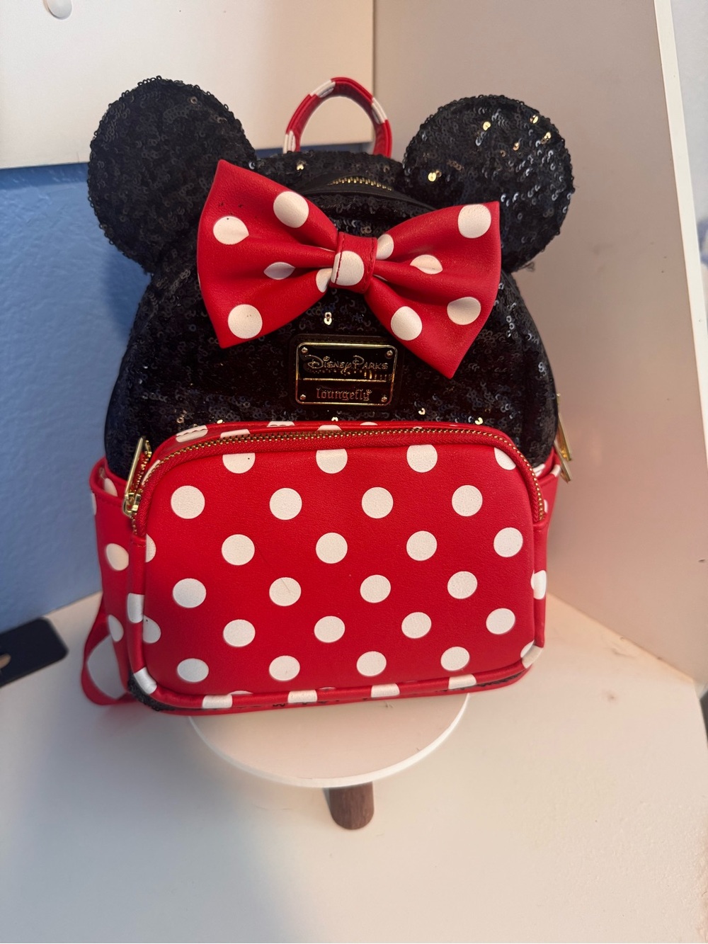 Loungefly Red and Black Minnie Mouse Polka Dot Mini Backpack